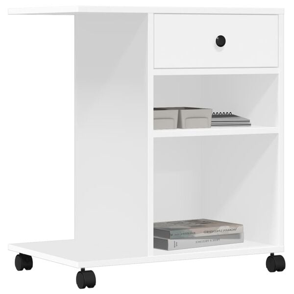 vidaXL Βάση Εκτυπωτή με Ρόδες Λευκή 60x40x68,5 εκ.
