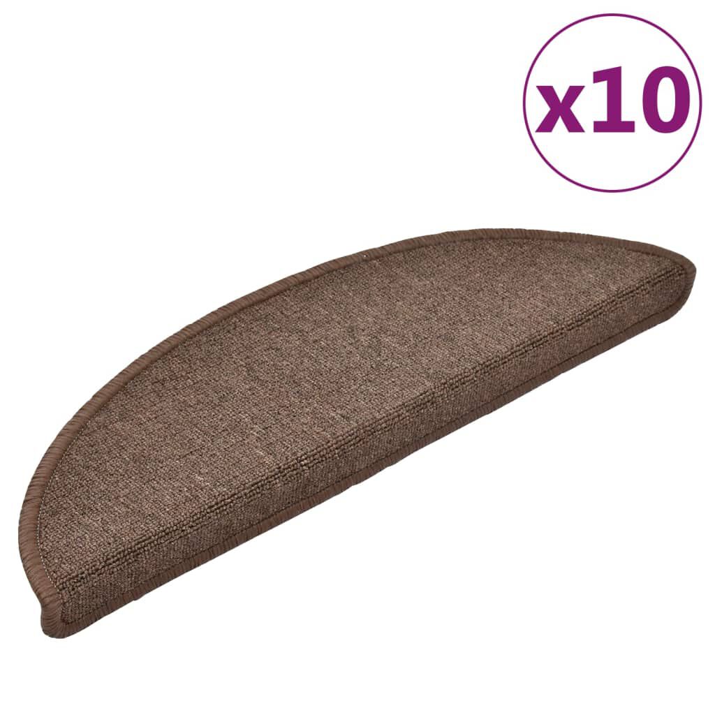 vidaXL Πατάκια Σκάλας 10 τεμ. Coffee Brown 56x17x3 εκ.