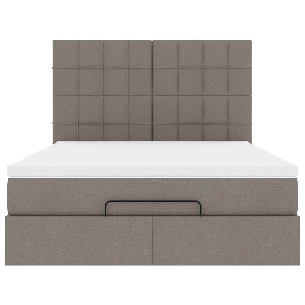 vidaXL Οθωμανικό κρεβάτι με στρώμα Taupe 140x200cm ύφασμα
