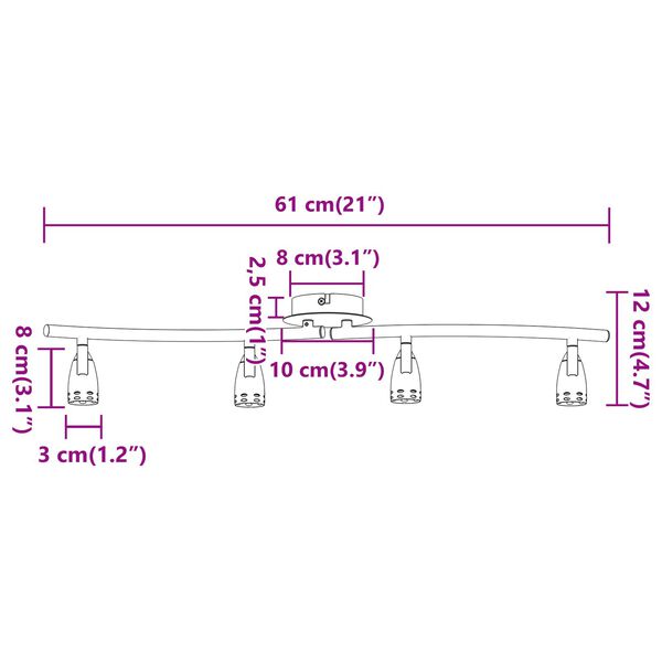 vidaXL Σποτ οροφής Ματ νικέλ 58.5 x 15 x 12 εκ Ατσάλι