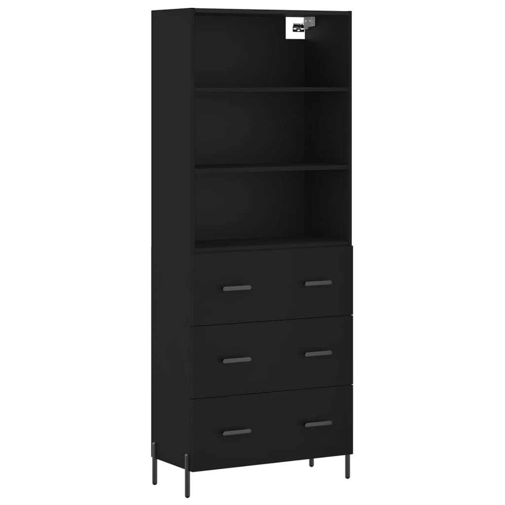 vidaXL Ντουλάπι Μαύρο 69,5x34x180 εκ. από Επεξεργασμένο Ξύλο