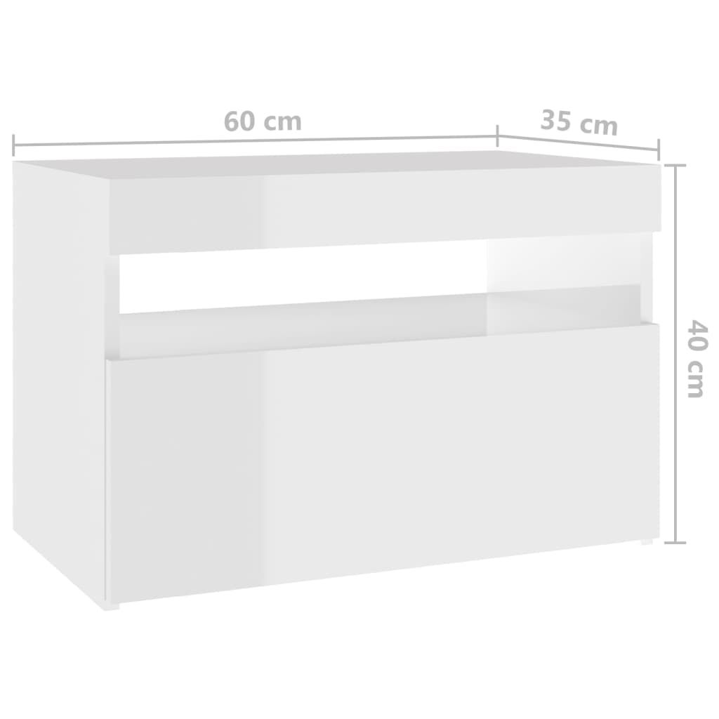 vidaXL Έπιπλο Τηλεόρασης με LED Γυαλιστερό Λευκό 60 x 35 x 40 εκ.