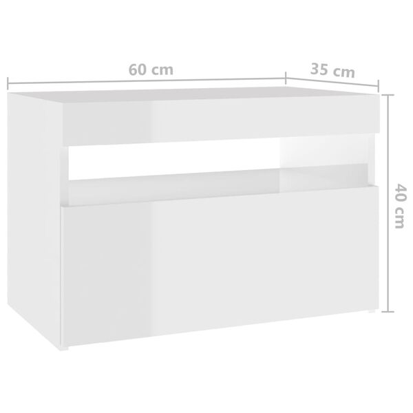 vidaXL Έπιπλο Τηλεόρασης με LED Γυαλιστερό Λευκό 60 x 35 x 40 εκ.