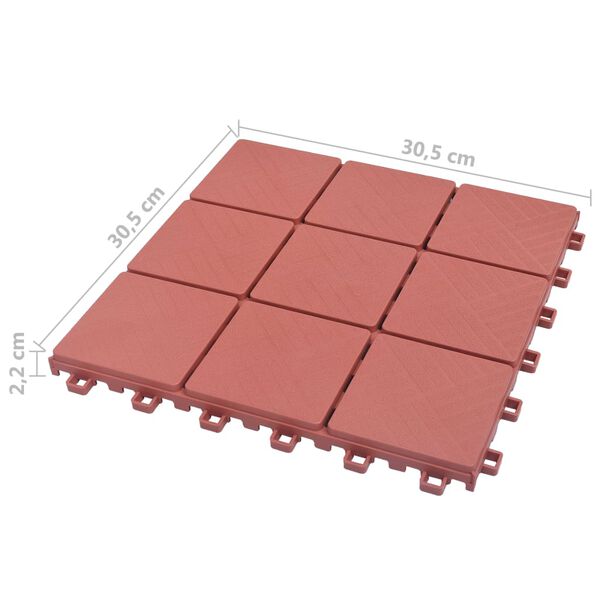 vidaXL Πλακάκια Deck 10 τεμ. Κόκκινα 30,5 x 30,5 εκ. Πλαστικά