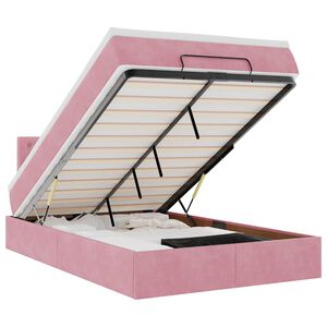 vidaXL Οθωμανικό κρεβάτι με στρώμα & LEDs Ροζ 120x190cm Velvet