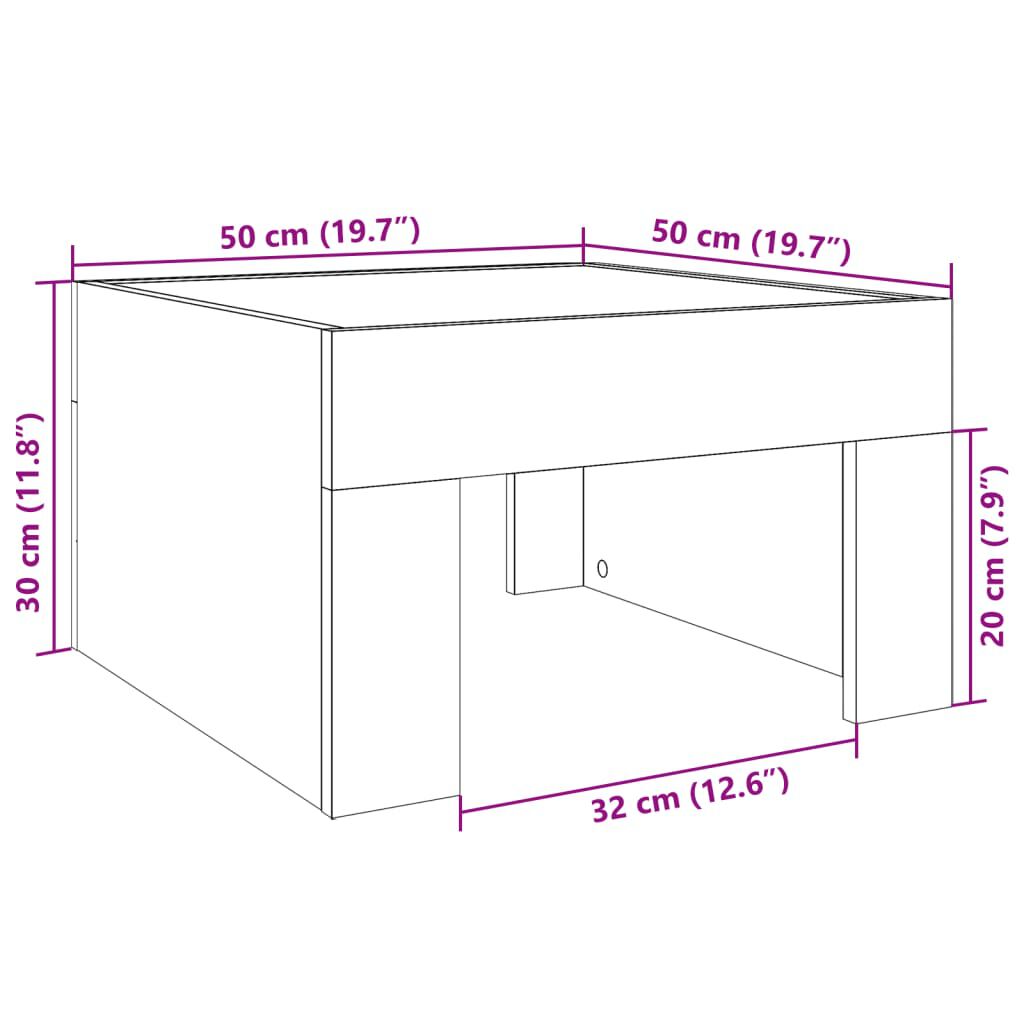 vidaXL Τραπεζάκι Σαλονιού Infinity LED Λευκό 50x50x30 εκ.