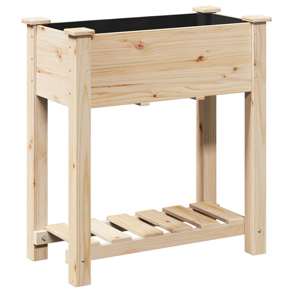vidaXL Γλάστρα Κήπου με ράφι Μπεζ 71 x 37 x 76.5 εκ Στερεό ξύλο έλατου