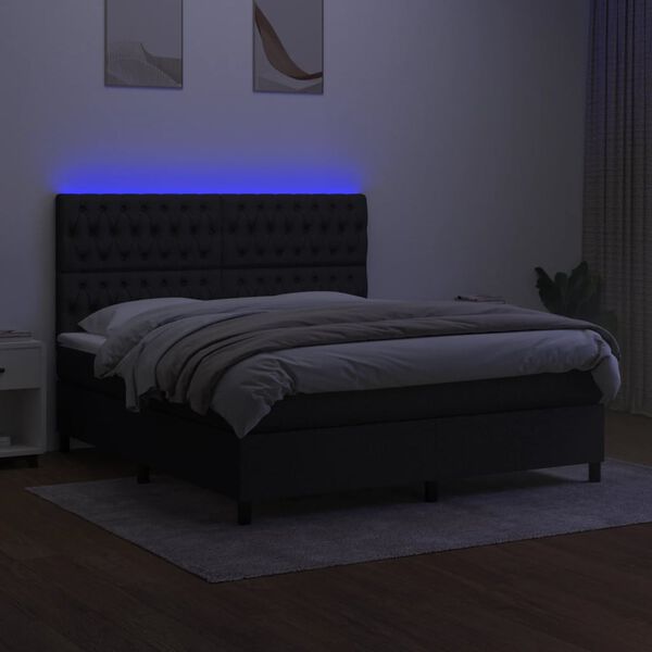 vidaXL &Kappa;&rho;&epsilon;&beta;ά&tau;&iota; Boxspring &mu;&epsilon; &Sigma;&tau;&rho;ώ&mu;&alpha; & LED &Mu;&alpha;ύ&rho;&omicron; 160x200 &epsilon;&kappa;. &Upsilon;&phi;&alpha;&sigma;&mu;ά&tau;&iota;&nu;&omicron;