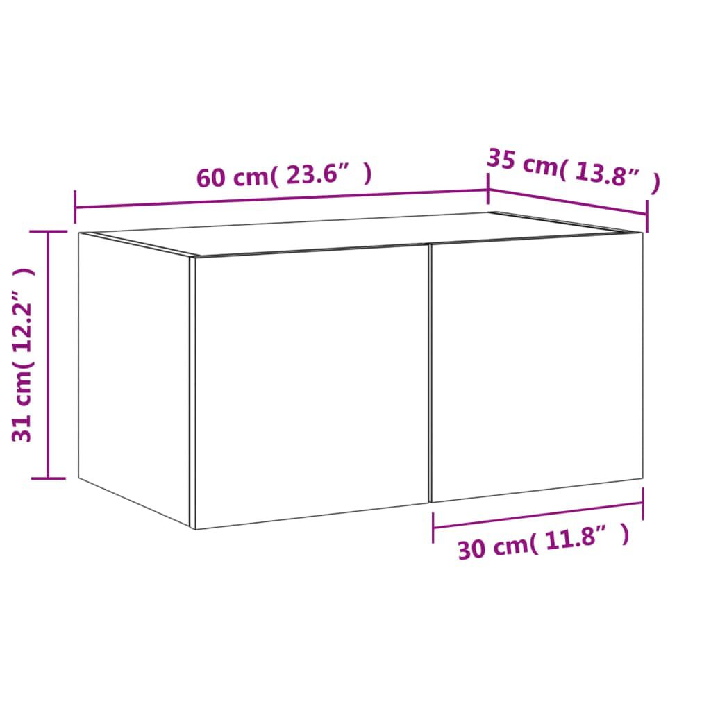 vidaXL Έπιπλο Τοίχου Τηλεόρασης με LED Καφέ Δρυς 60x35x31 εκ.