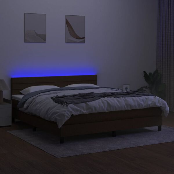 vidaXL &Kappa;&rho;&epsilon;&beta;ά&tau;&iota; Boxspring &mu;&epsilon; &Sigma;&tau;&rho;ώ&mu;&alpha; & LED &Sigma;&kappa;.&Kappa;&alpha;&phi;έ 160x200 &epsilon;&kappa; &Upsilon;&phi;&alpha;&sigma;&mu;ά&tau;&iota;&nu;&omicron;