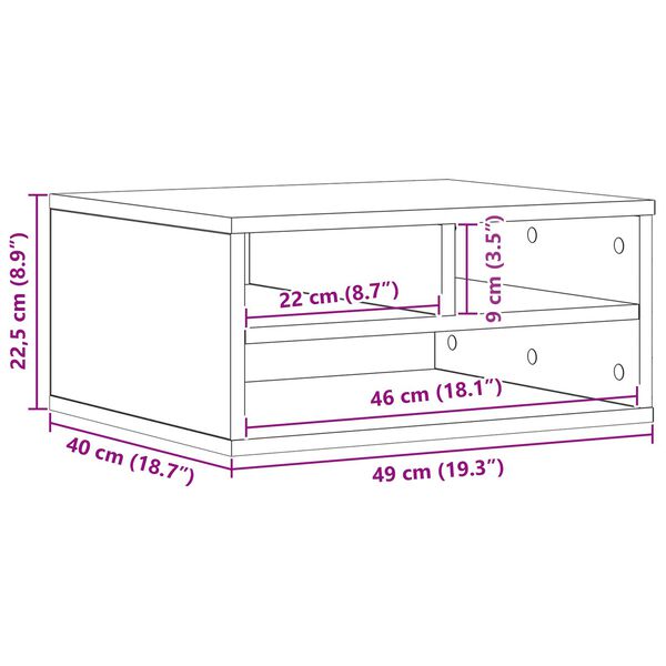 vidaXL Σταντ Εκτυπωτή Μαύρη Δρυς 49x40x22,5 εκ Επεξεργασμένο Ξύλο
