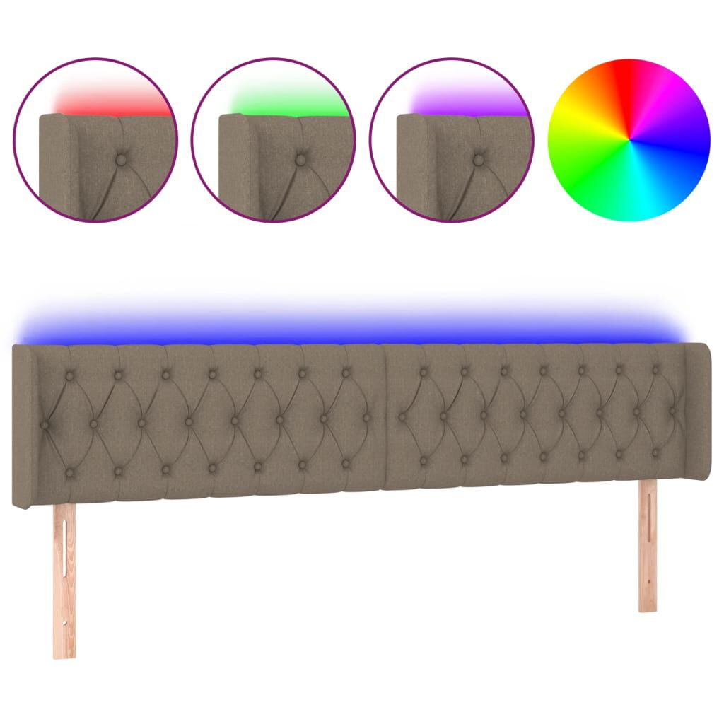 vidaXL Κεφαλάρι Κρεβατιού LED Taupe 183x16x78/88 εκ. Υφασμάτινο