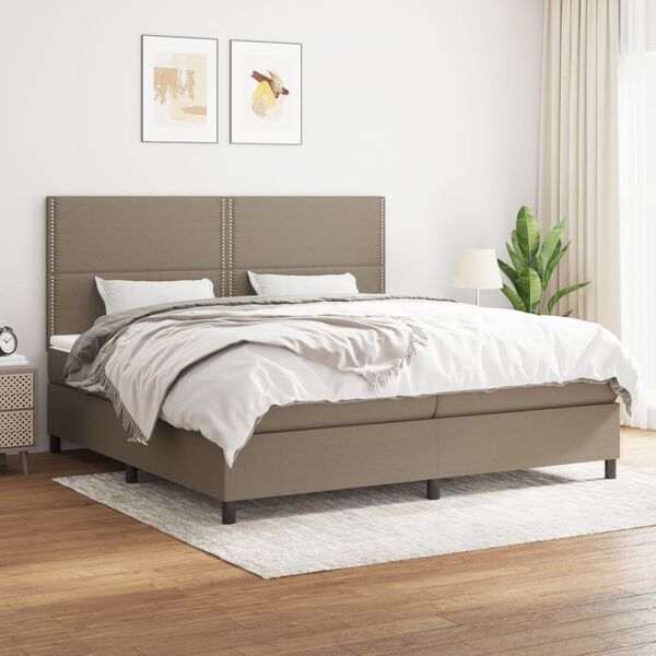 vidaXL &Kappa;&rho;&epsilon;&beta;ά&tau;&iota; Boxspring &mu;&epsilon; &Sigma;&tau;&rho;ώ&mu;&alpha; Taupe 200x200 &epsilon;&kappa;. &Upsilon;&phi;&alpha;&sigma;&mu;ά&tau;&iota;&nu;&omicron;