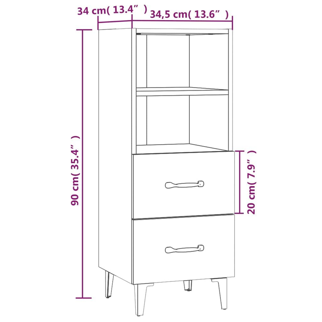 vidaXL Ντουλάπι Γυαλιστερό Λευκό 34,5x34x90 εκ. Επεξεργασμένο Ξύλο