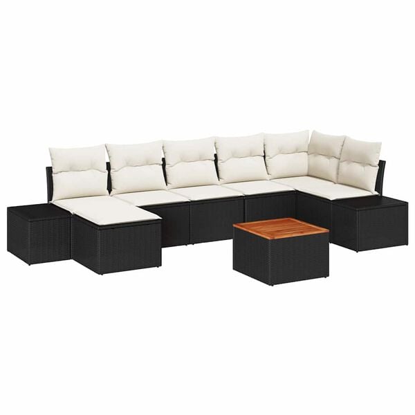 vidaXL Σετ Καναπέ Κήπου 8 pcs Μαύρο και λευκό