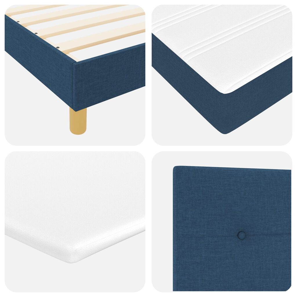 vidaXL Κρεβάτι Box Spring με Μαξιλάρι & LED Μπλε 90x190 εκ. Ύφασμα