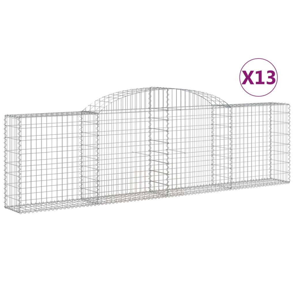vidaXL Συρματοκιβώτια Τοξωτά 13 τεμ. 300x30x80/100 εκ. Γαλβαν. Ατσάλι