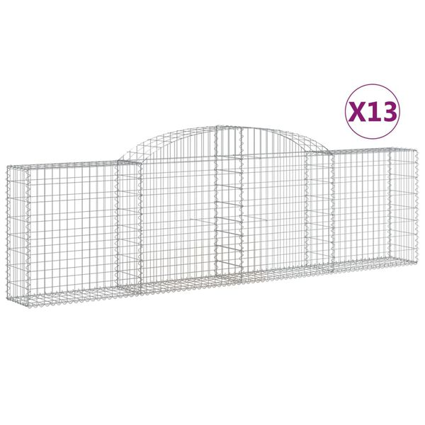 vidaXL Συρματοκιβώτια Τοξωτά 13 τεμ. 300x30x80/100 εκ. Γαλβαν. Ατσάλι