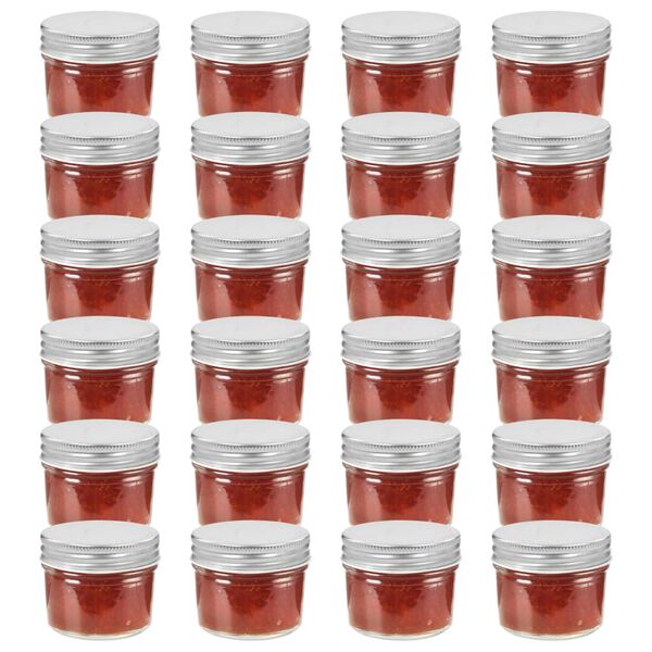 vidaXL Βάζα Μαρμελάδας 24 τεμ. 110 ml Γυάλινα με Ασημένια Καπάκια