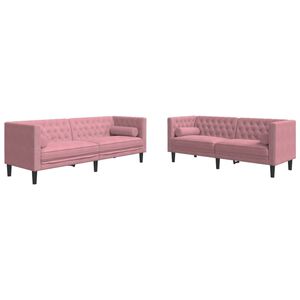 vidaXL &Sigma;&epsilon;&tau; &Kappa;&alpha;&nu;&alpha;&pi;έ&delta;&omega;&nu; Chesterfield 2 &Tau;&epsilon;&mu;&alpha;&chi;ί&omega;&nu; &mu;&epsilon; &Sigma;&tau;&eta;&rho;ί&gamma;&mu;&alpha;&tau;&alpha; &Rho;&omicron;&zeta; &Beta;&epsilon;&lambda;&omicron;ύ&delta;&omicron;