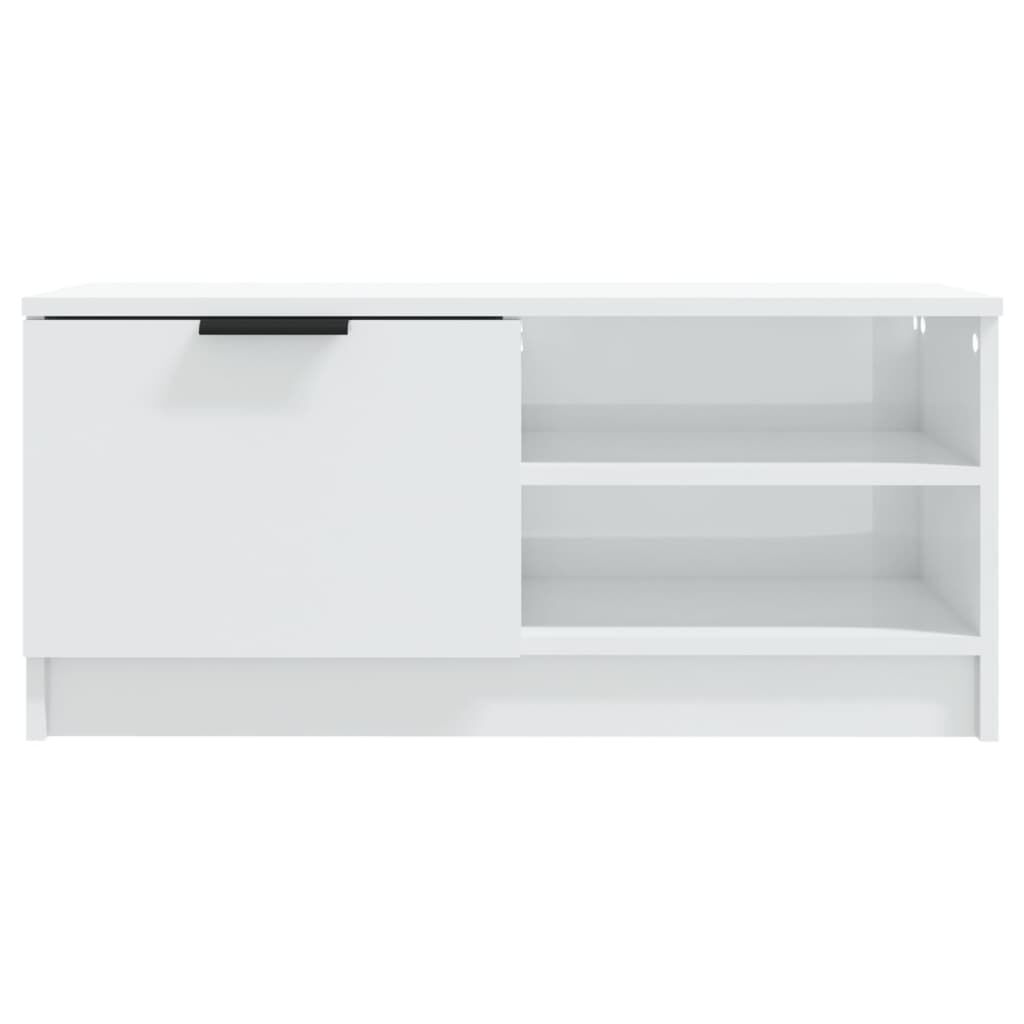 vidaXL Έπιπλο Τηλεόρασης Γυαλ. Λευκό 80x35x36,5 εκ. Επεξεργασμένο Ξύλο