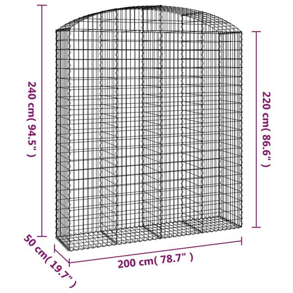vidaXL Συρματοκιβώτιο Τοξωτό 200x50x220/240εκ. από Γαλβανισμένο Χάλυβα