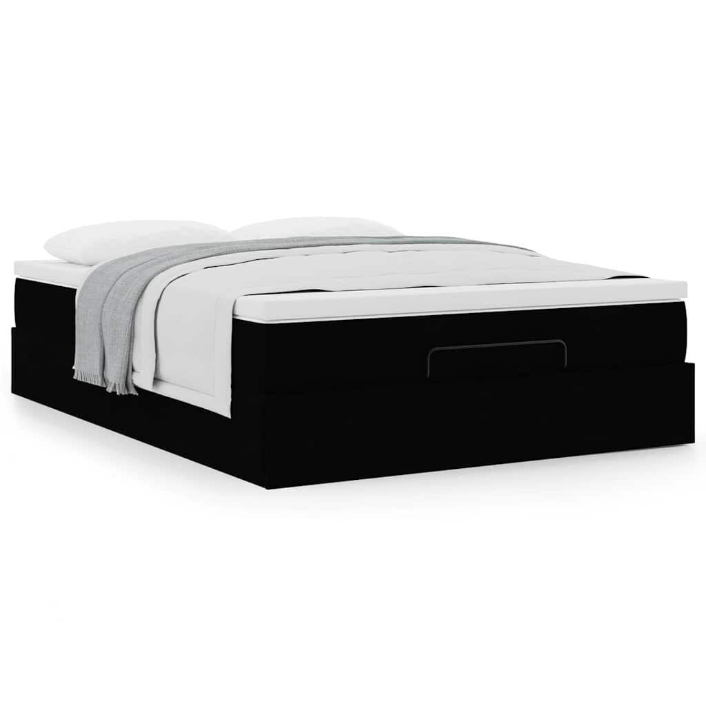 vidaXL Οθωμανικό κρεβάτι με στρώμα Μαύρο 140x190cm Ύφασμα