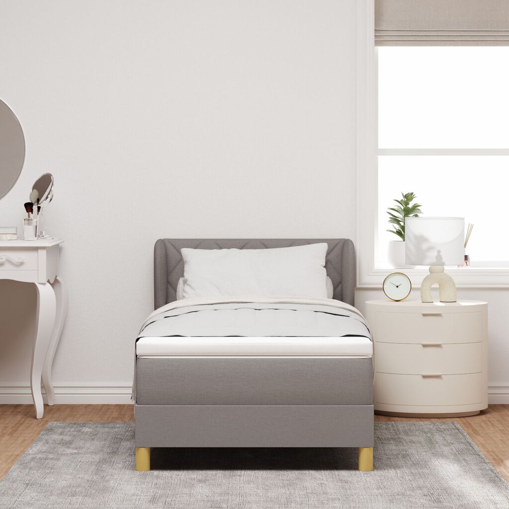 vidaXL Κρεβάτι Box Spring με Στρώμα σε Ταουπέ - 90x190 εκ Ύφασμα