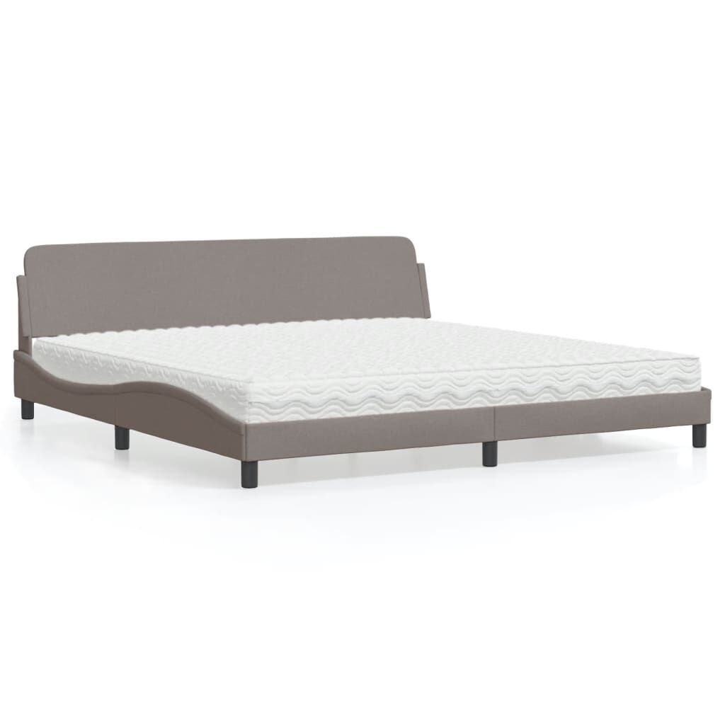 vidaXL Κρεβάτι με Στρώμα Taupe 200x200 εκ. Υφασμάτινο