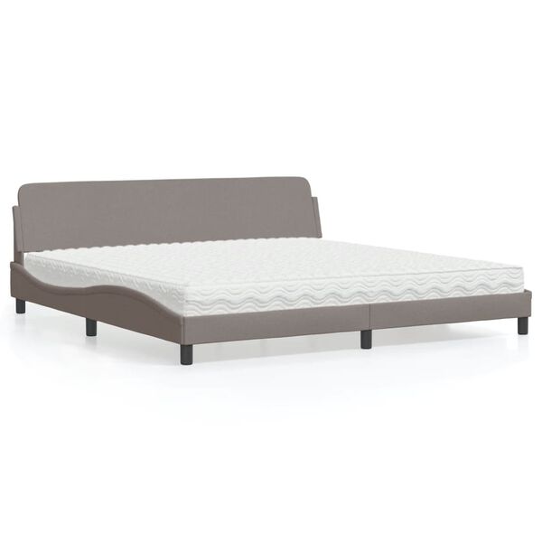 vidaXL Κρεβάτι με Στρώμα Taupe 200x200 εκ. Υφασμάτινο
