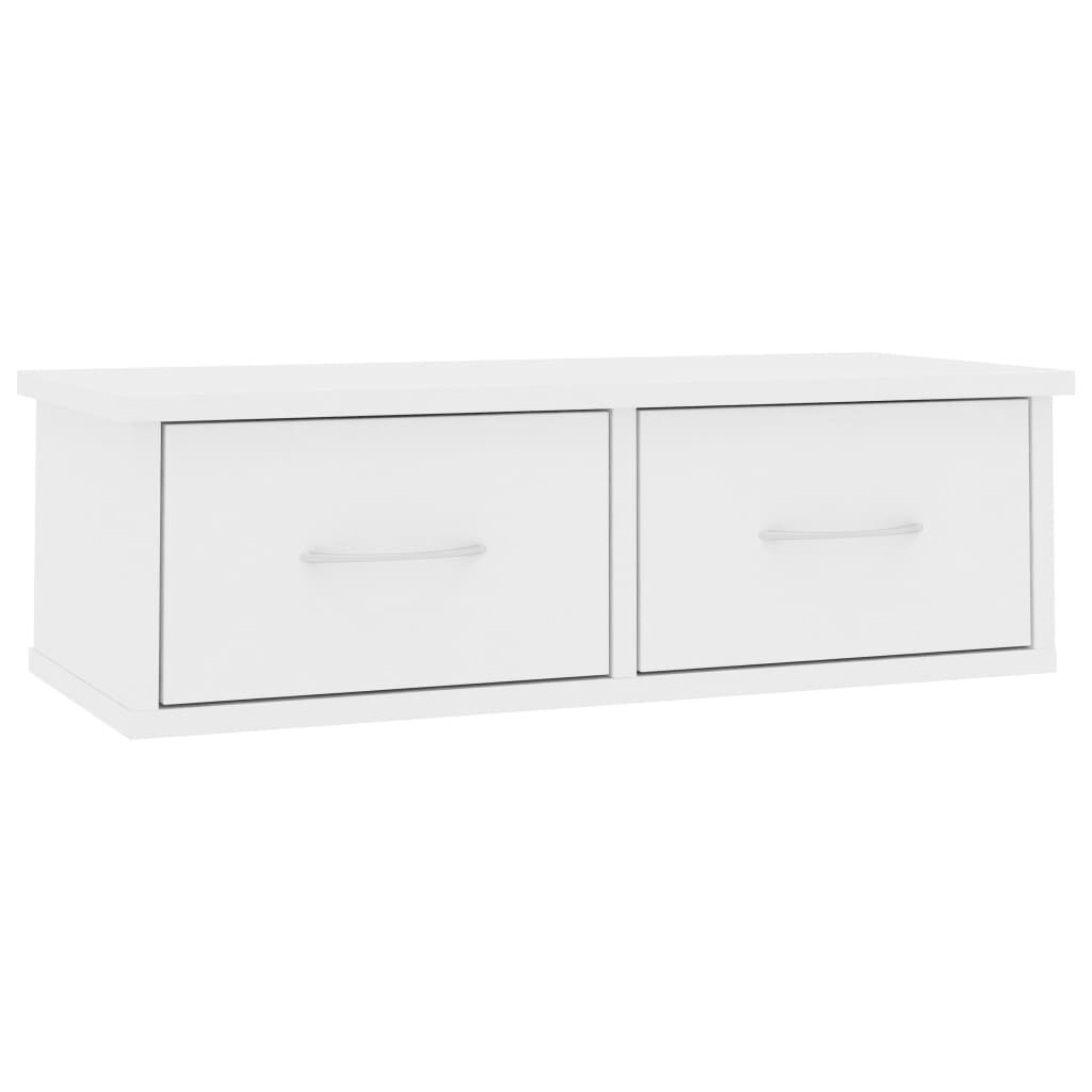 vidaXL Ράφι Τοίχου με Συρτάρια Λευκό 60 x 26 x 18,5 εκ. από Επεξ. Ξύλο