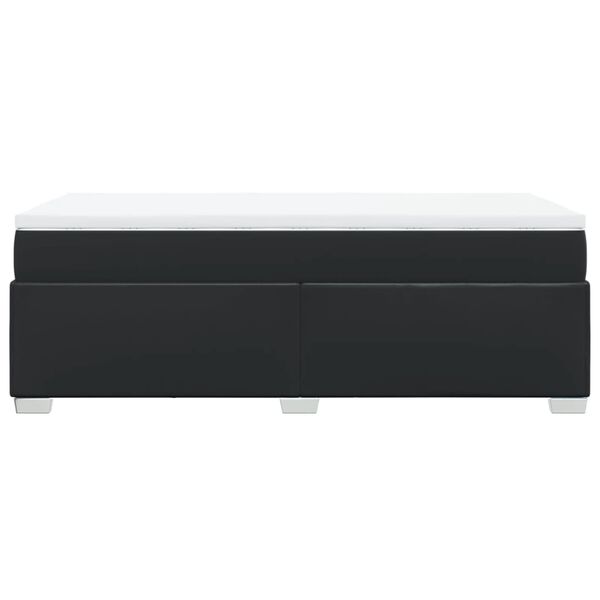 vidaXL Κρεβάτι Boxspring με Στρώμα Μαύρο 90x190εκ. από Συνθετικό Δέρμα