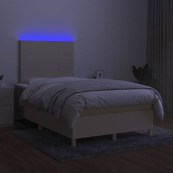 vidaXL &Kappa;&rho;&epsilon;&beta;ά&tau;&iota; Boxspring &mu;&epsilon; &Sigma;&tau;&rho;ώ&mu;&alpha; & LED &Kappa;&rho;&epsilon;&mu; 120x190 &epsilon;&kappa;. &Upsilon;&phi;&alpha;&sigma;&mu;ά&tau;&iota;&nu;&omicron;