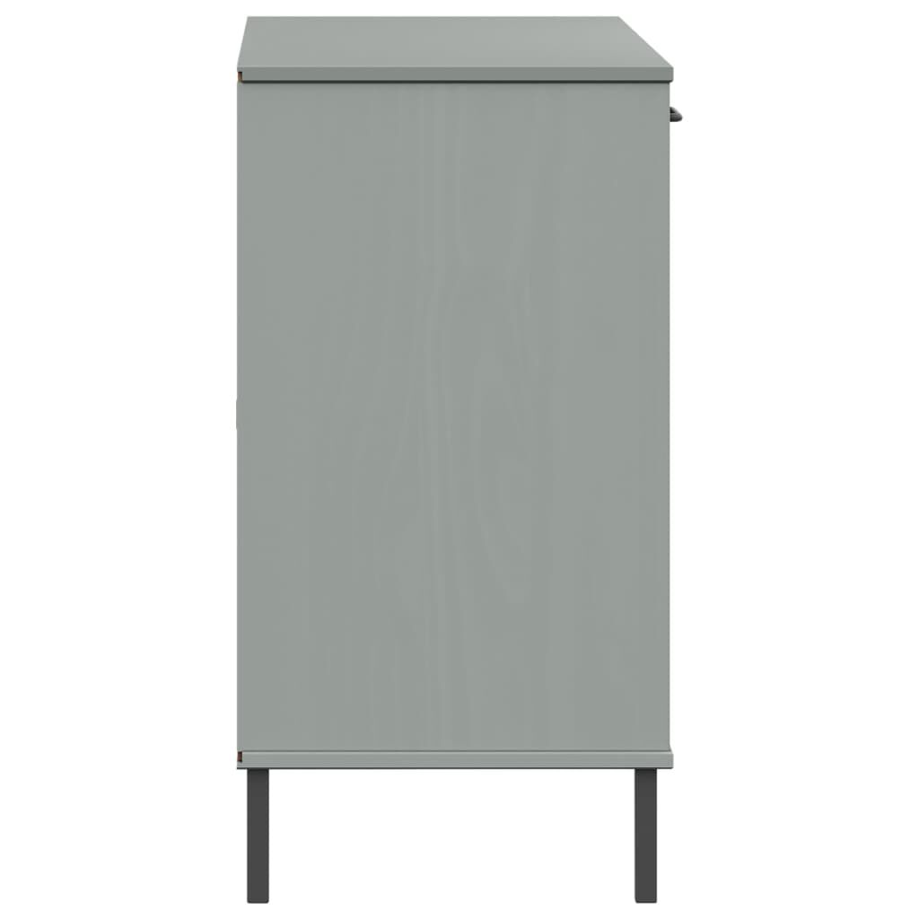 vidaXL Ντουλάπι OSLO Γκρι 113x40x77 εκ. Μασίφ Ξύλο με Μετ. Πόδια