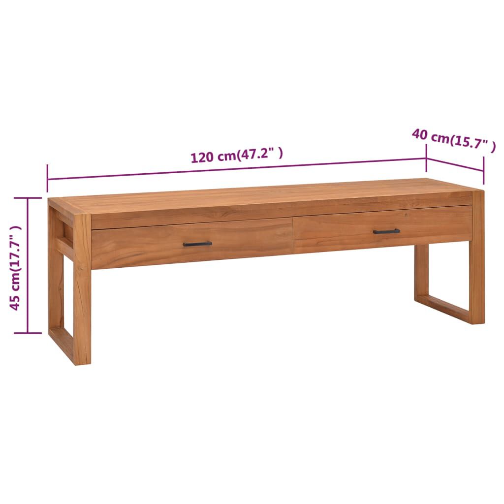 vidaXL Έπιπλο Τηλεόρασης 120 x 40 x 45 εκ. από Μασίφ Ξύλο Teak
