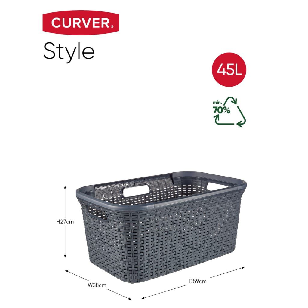 Curver Καλάθι Άπλυτων Style 45 Λίτρων Ανθρακί
