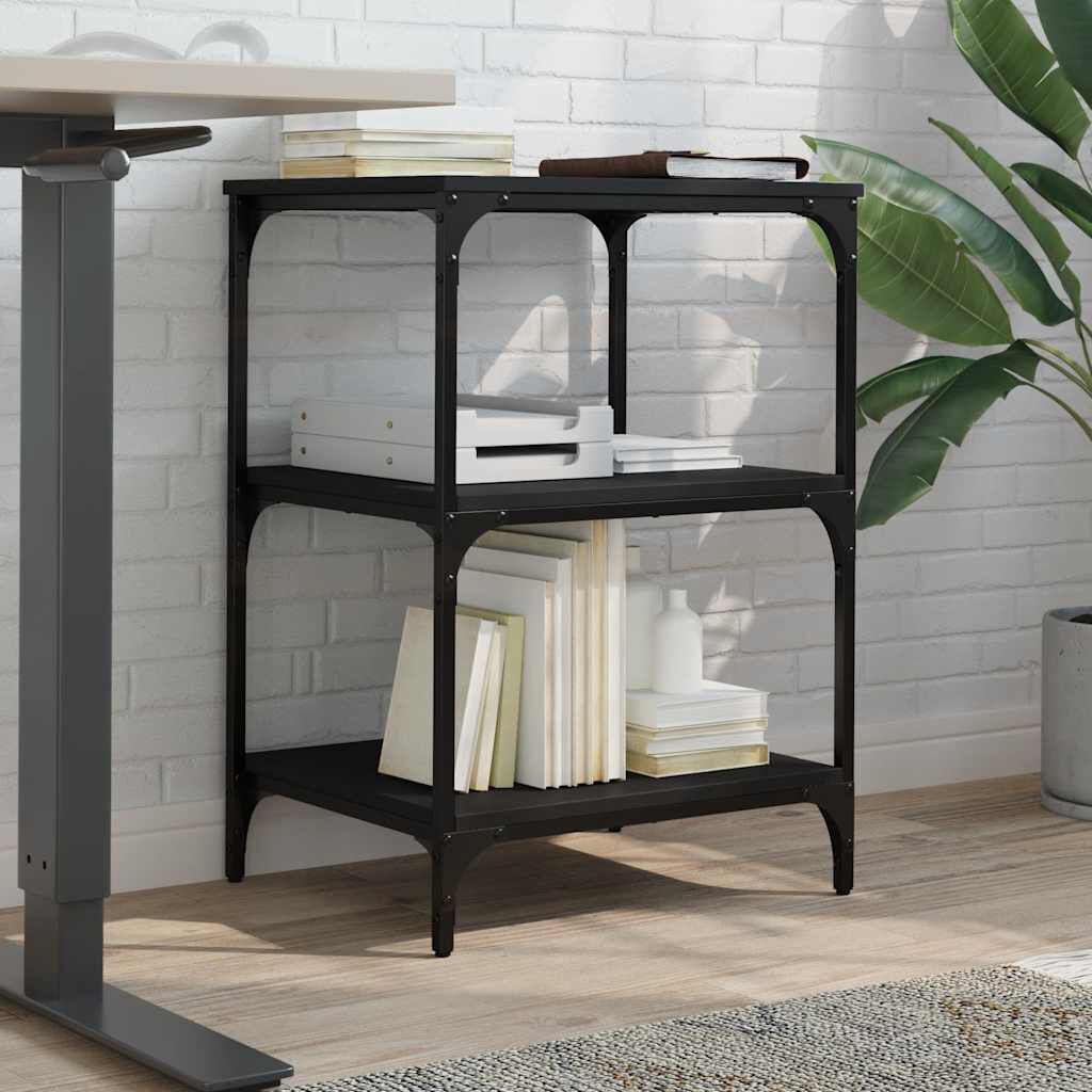 vidaXL Βάση Εκτυπωτή 3 Επιπέδων Μαύρη 50x41x75 εκ. Επεξεργασμένο Ξύλο