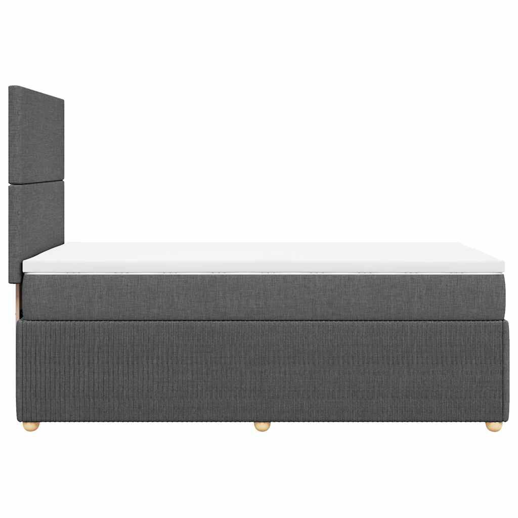 vidaXL Κρεβάτι Boxspring με Στρώμα Σκούρο Γκρι 90x200 εκ. Υφασμάτινο