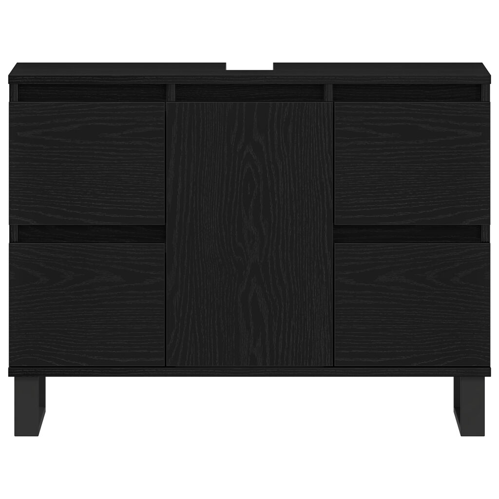 vidaXL Ντουλάπι για νιπτήρα Μαύρο Δρυς 80x33x60 εκ Επεξεργασμένο ξύλο