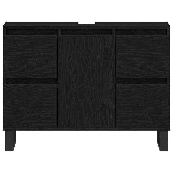 vidaXL Ντουλάπι Μπάνιου Μαύρη δρυς 80 x 33 x 60 εκ Επεξεργασμένο ξύλο
