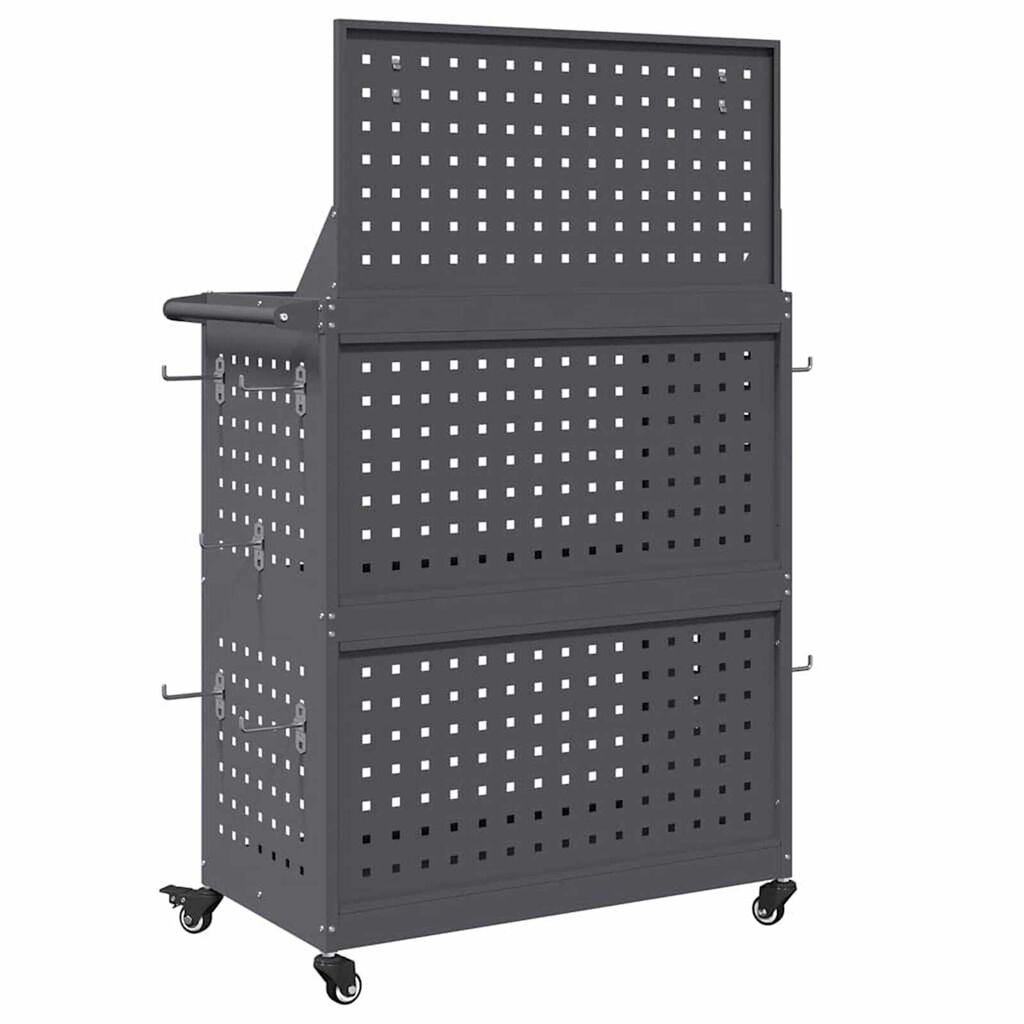 vidaXL Καρότσι εργαλείων με ράφι Ανθρακί 65 x 35 x 111 εκ Κρύα χάλυβας