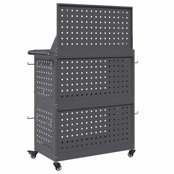 vidaXL Καρότσι εργαλείων με ράφι Ανθρακί 65 x 35 x 111 εκ Κρύα χάλυβας