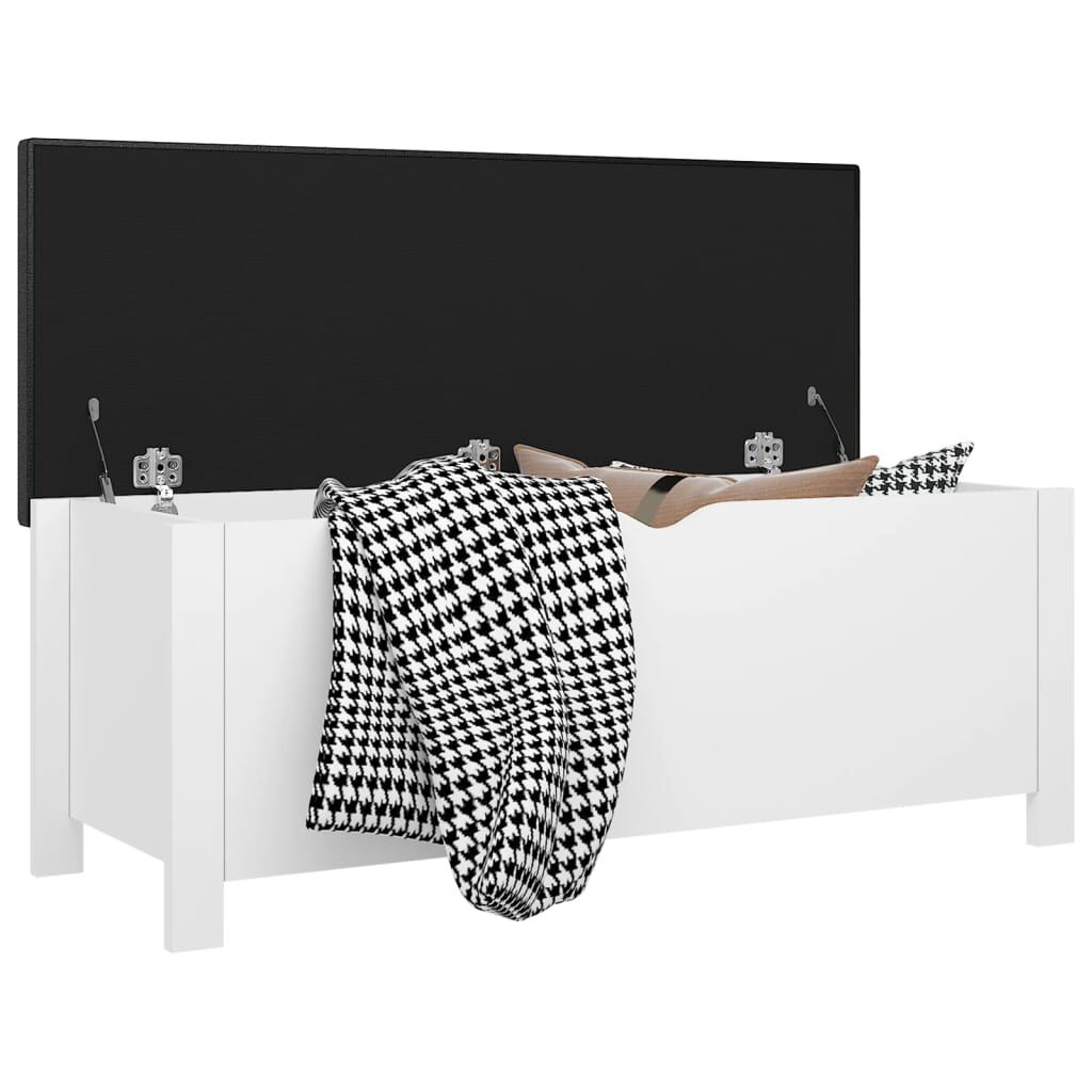vidaXL Κουτί Αποθήκευσης Λευκό 105x40x45 εκ. Επεξ. Ξύλο με Μαξιλάρι