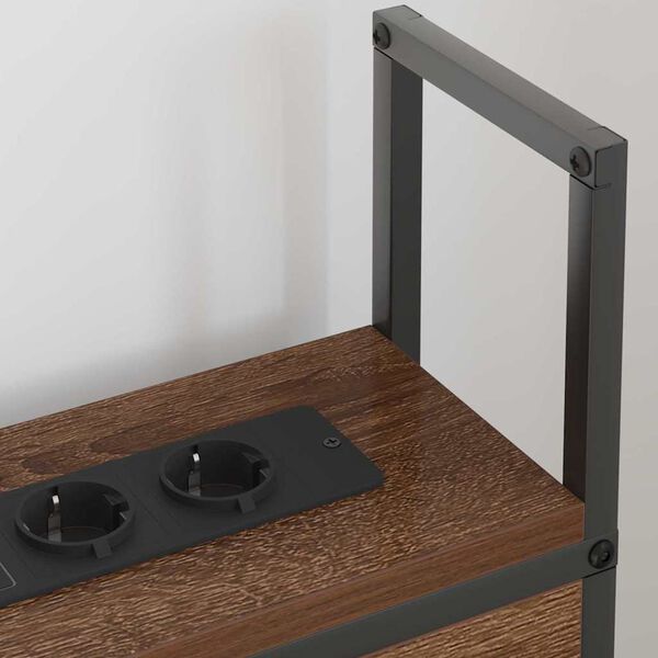 vidaXL Κεφαλάρι Αποθήκης με Σταθμό Φόρτισης με ράφι Καφέ δρυς 75 cm