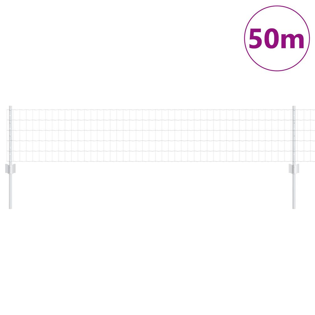 vidaXL Ευρωπαϊκό Φράχτη με 22 Στηρίγματα Ασημί 0,4x50 μ Χάλυβας