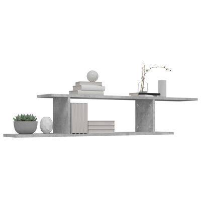 vidaXL Ράφι Τηλεόρασης Επιτοίχιο Γκρι Σκυρ. 125x18x23 εκ. Επεξ. Ξύλο