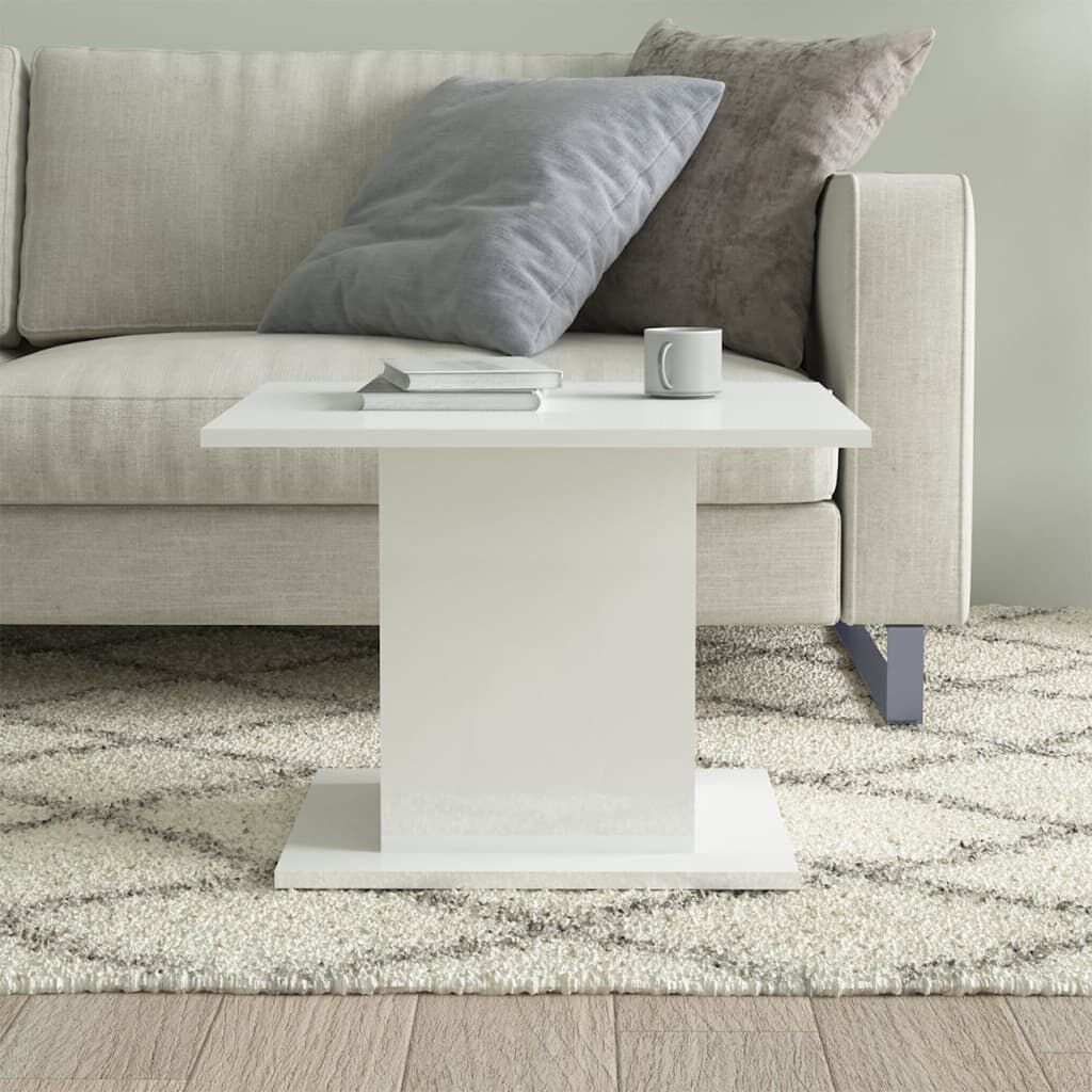 vidaXL Τραπεζάκι Σαλονιού Γυαλ. Λευκό 55,5x55,5x42 εκ. από Μοριοσανίδα