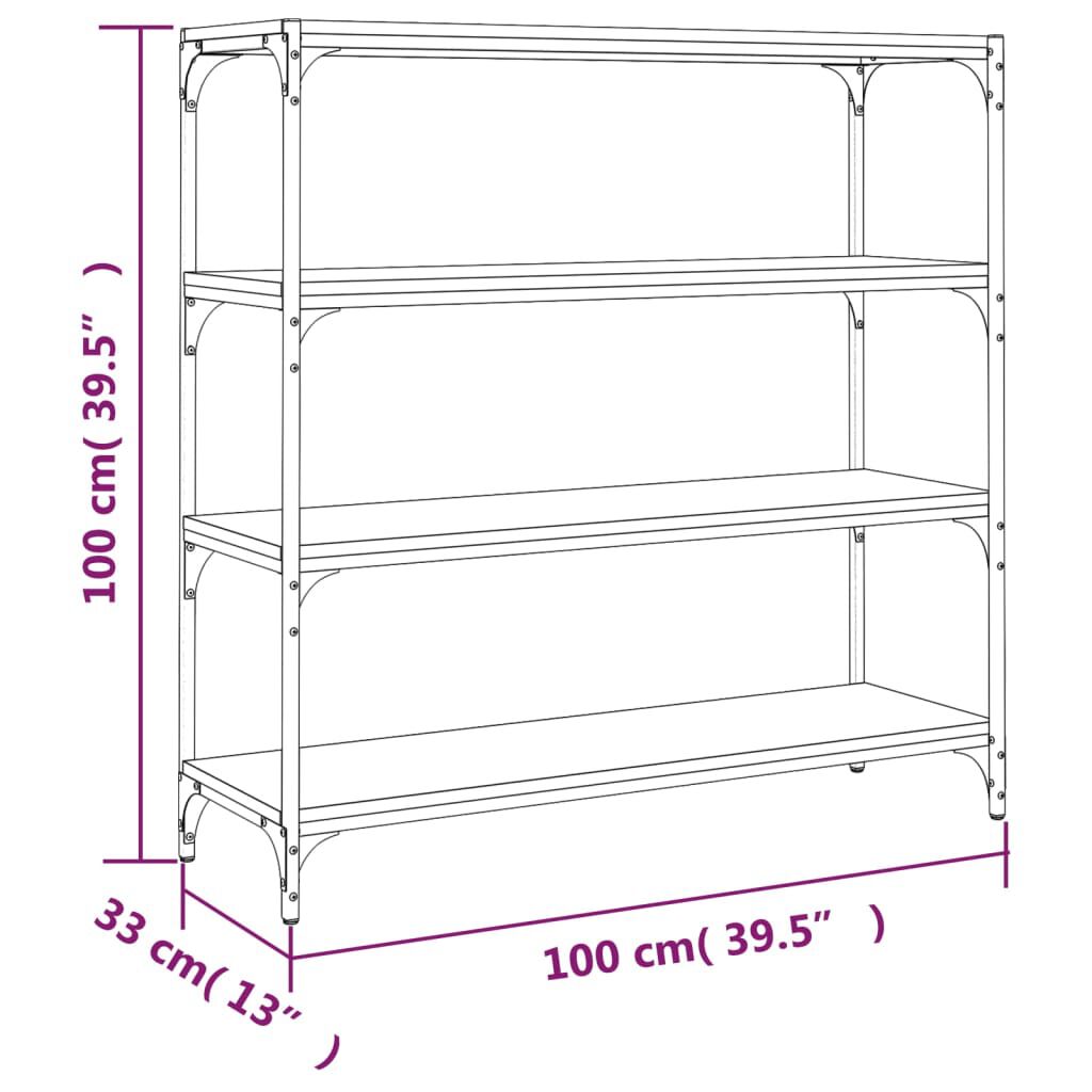 vidaXL Βιβλιοθήκη Sonoma Δρυς 100x33x100 εκ. Επεξεργ. Ξύλο & Ατσάλι