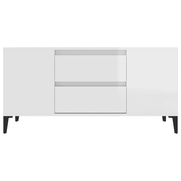vidaXL Έπιπλο Τηλεόρασης Γυαλ. Λευκό 102x44,5x50 εκ.Επεξεργασμένο Ξύλο