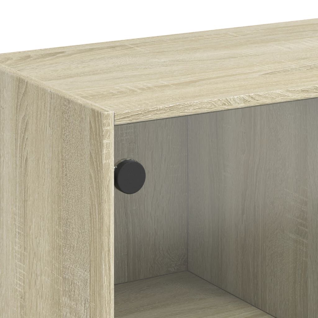 vidaXL Τραπεζάκι Σαλονιού Sonoma Δρυς 102x50x42 εκ. με Γυάλινες Πόρτες